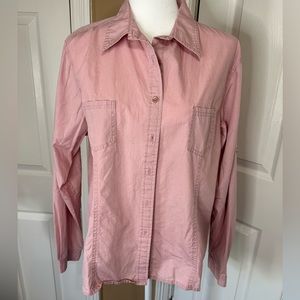LL Bean pink long sleeve womens button down blouse